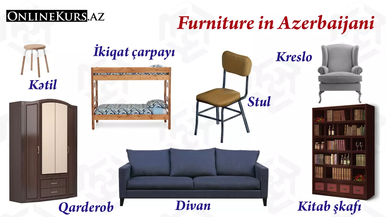 Furniture items in Azerbaijani