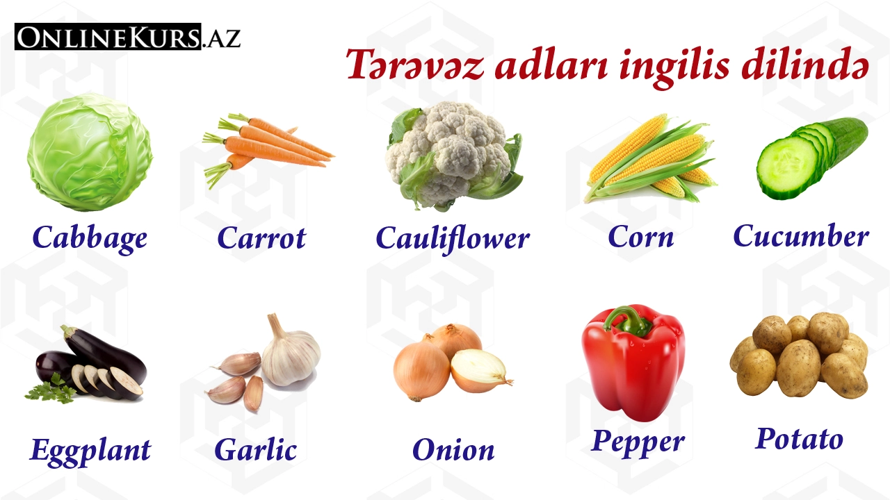 Tərəvəzlər ingilis dilində