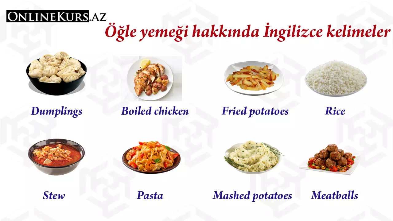 Öğle yemeği konusunda İngilizce kelimeler