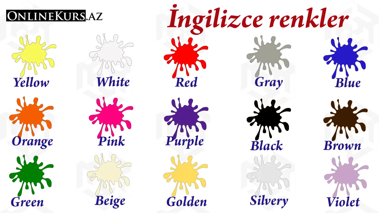 Renklerin isimleri İngilizce